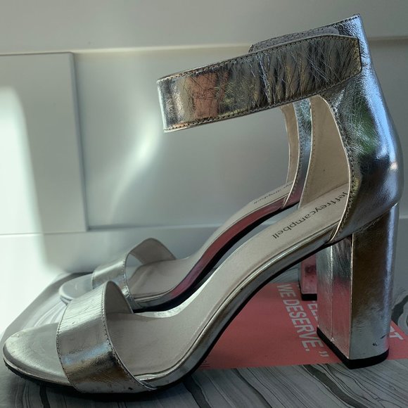 Jeffrey Campbell Shiny Silver Block Heels - Picture 5 of 10